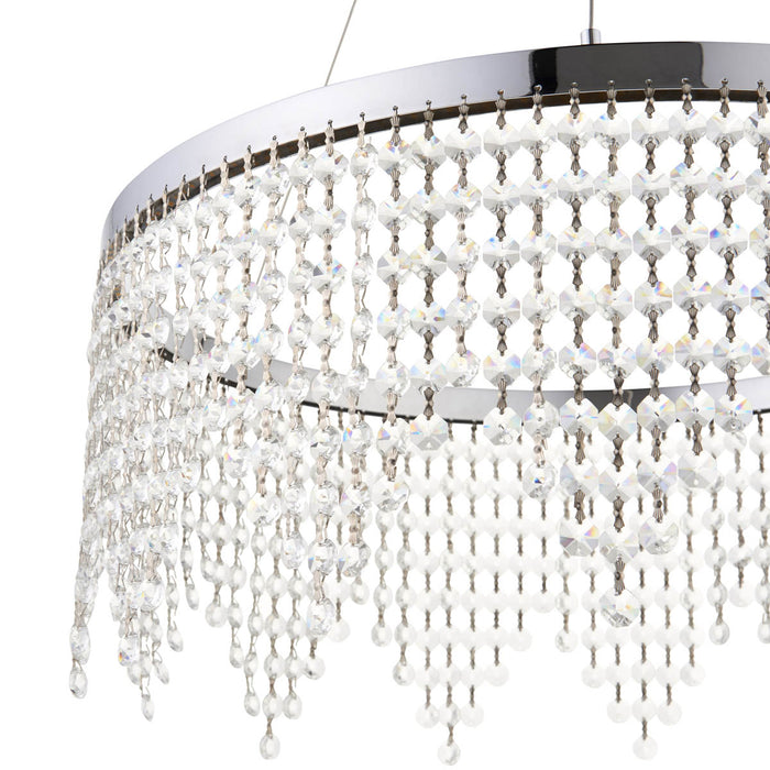 Ceiling Light Pendant LED Chandelier Chrome Warm White 900lm Modern Crystals 25W - Image 4