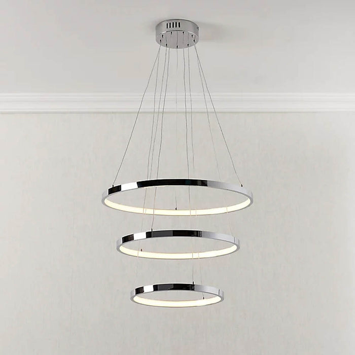 LED Pendant Ceiling Light 27W 3 Way Chrome Effect Adjustable Height 2100Lm 240V - Image 2