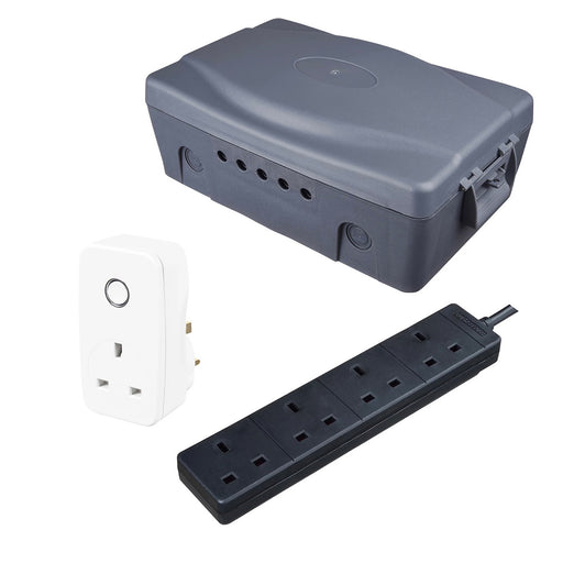 BG 2 Way Outdoor Main power Sockets Weatherproof Box Kit 8m Extension Lead Wi-Fi - Image 1