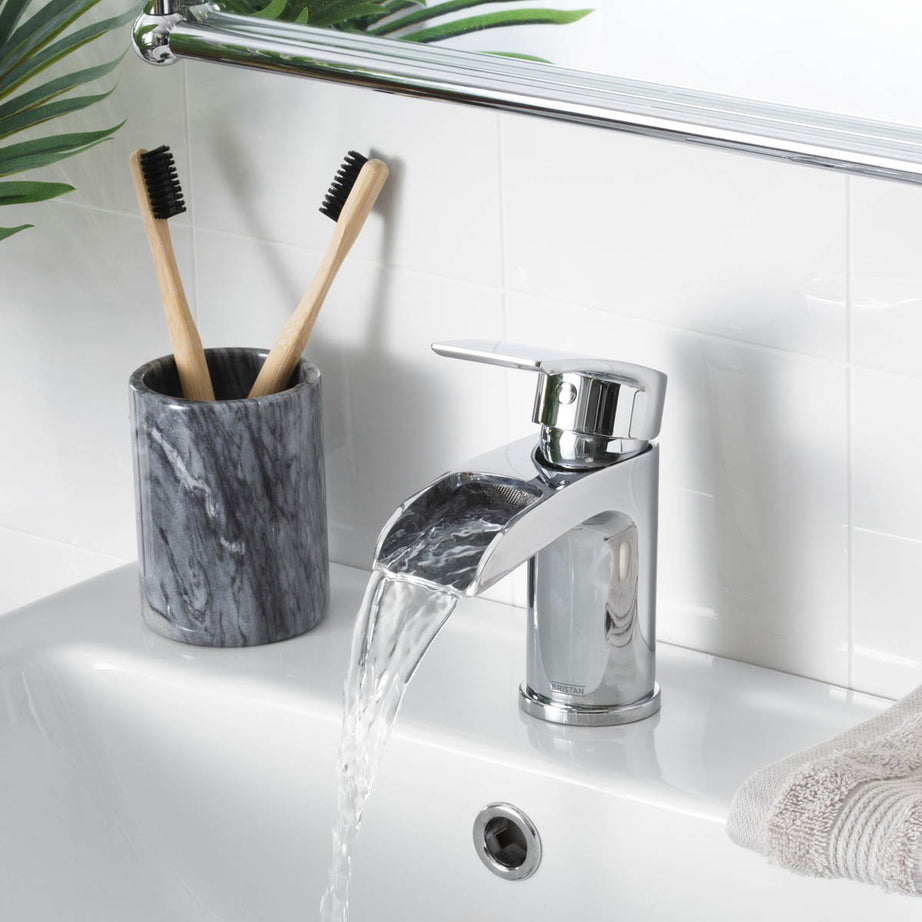 Bristan Basin Tap Mono Mixer Standard Chrome Effect Modern Bathroom With Waste - Image 5