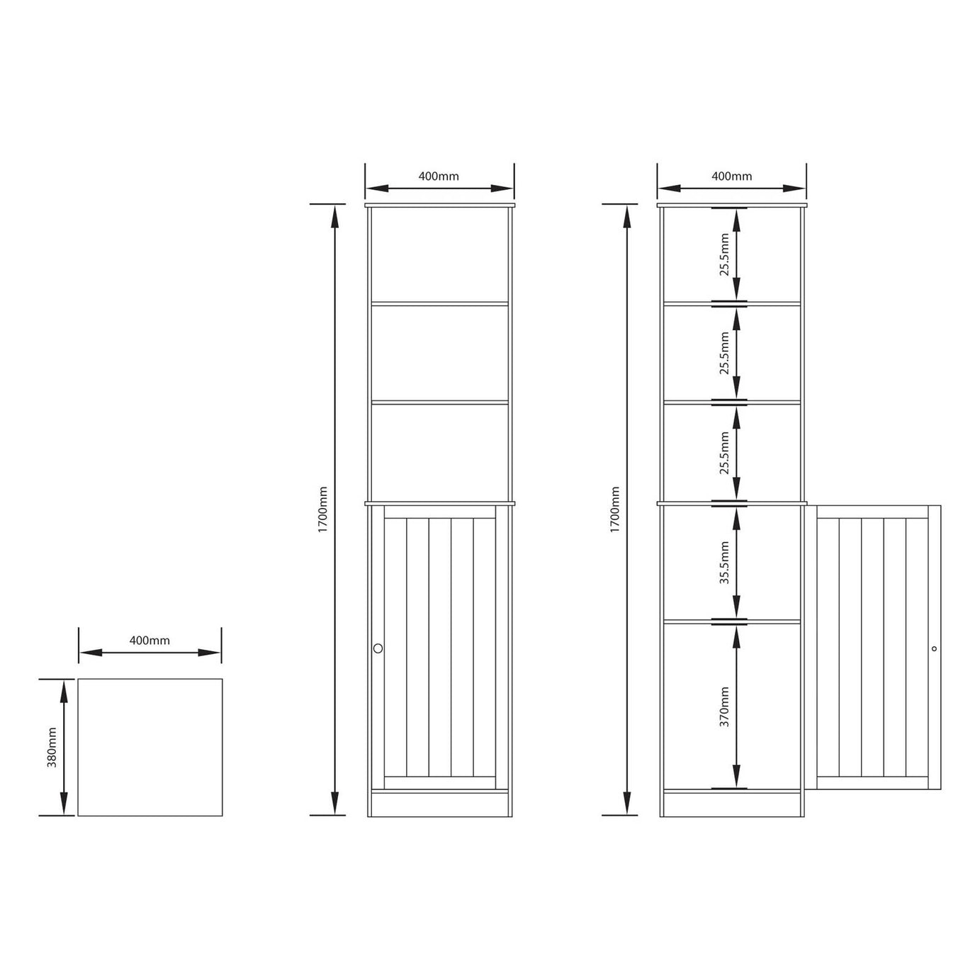 Lassic Hayle Tall Matt White Single Wall-mounted Bathroom Cabinet (H)160cm (W)40cm - Image 3