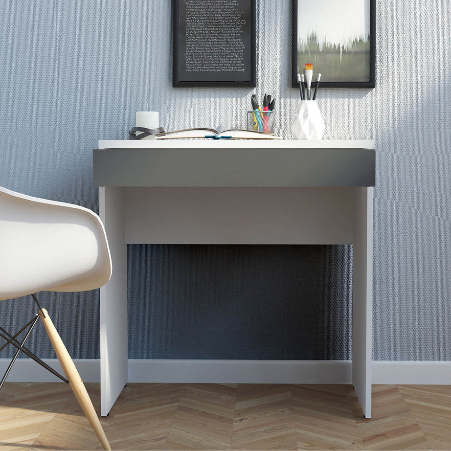 Tvilum Desk Home Office Grey 1 Drawer Compact Workstation (H)765 (W)747 (D)482mm - Image 1