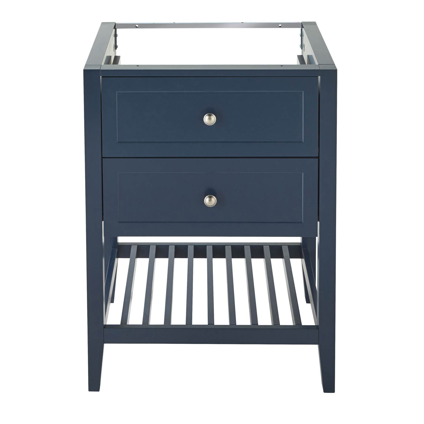 Bathroom Vanity Unit Satin Blue Freestanding 2 Drawers Cabinet Shelve Storage - Image 3