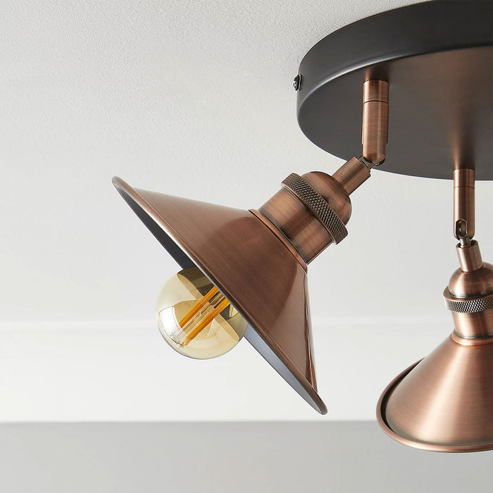 Ceiling Light Spotlight 3 Way Copper Effect Living Room Kitchen Industrial 28W - Image 2