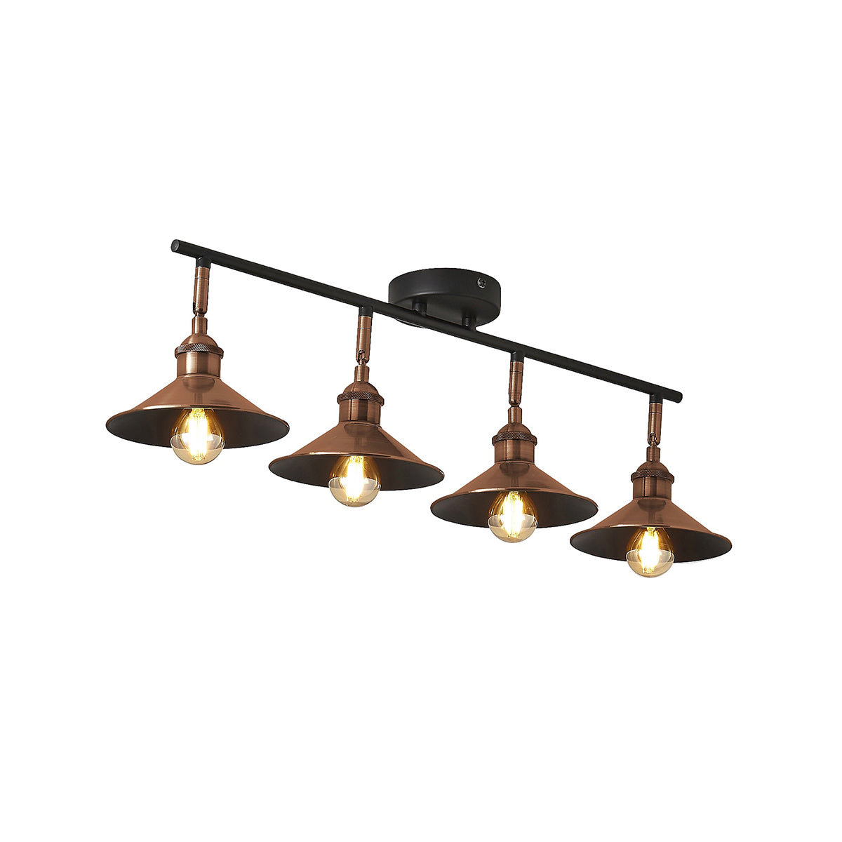 LED Ceiling Spotlight Bar Multi Arm Satin Black Copper Effect Retro Dining Room - Image 4