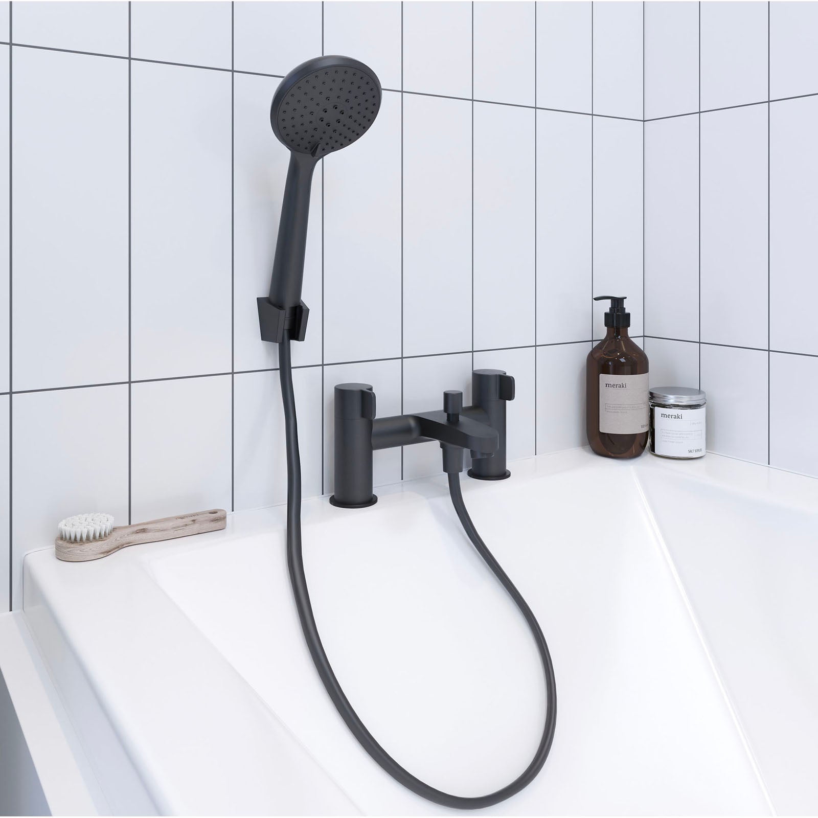 Bath Filler Tap Mixer With Hand Held Set Matt Black 3 Spray Pattern Modern - Image 2