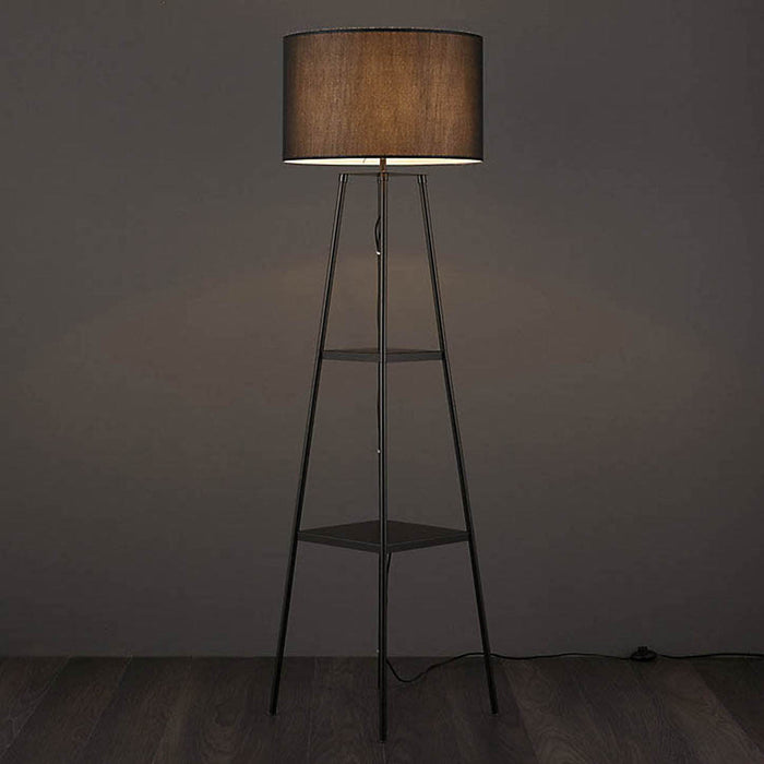 Floor Lamp Shelved Matt Black Standing Portable Storage E27 Cap IP20 60W 240V - Image 2