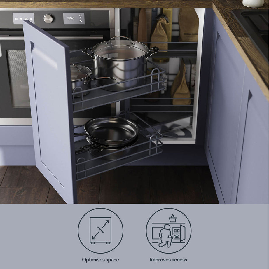 Kitchen Corner Cabinet Pull-Out Storage Grey Soft-Close RH Space Saving 40cm - Image 4