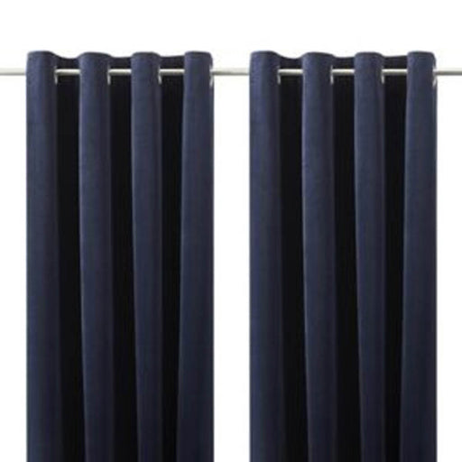 Curtains Pair Lined Eyelet Deep Navy Plain Heavy Weight (W)167Cm (L)183Cm - Image 1