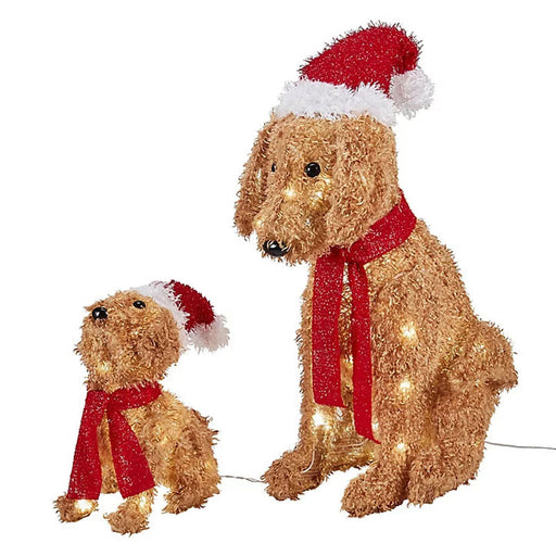 Christmas Lights Dogs Duo LED Freestanding 90 Lights Ice White 3.6W 4.5V - Image 1