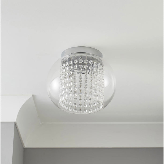 Ceiling Light Pendant Hanging Beaded Glass Shade Droplets Crystal Effect Hallway - Image 2