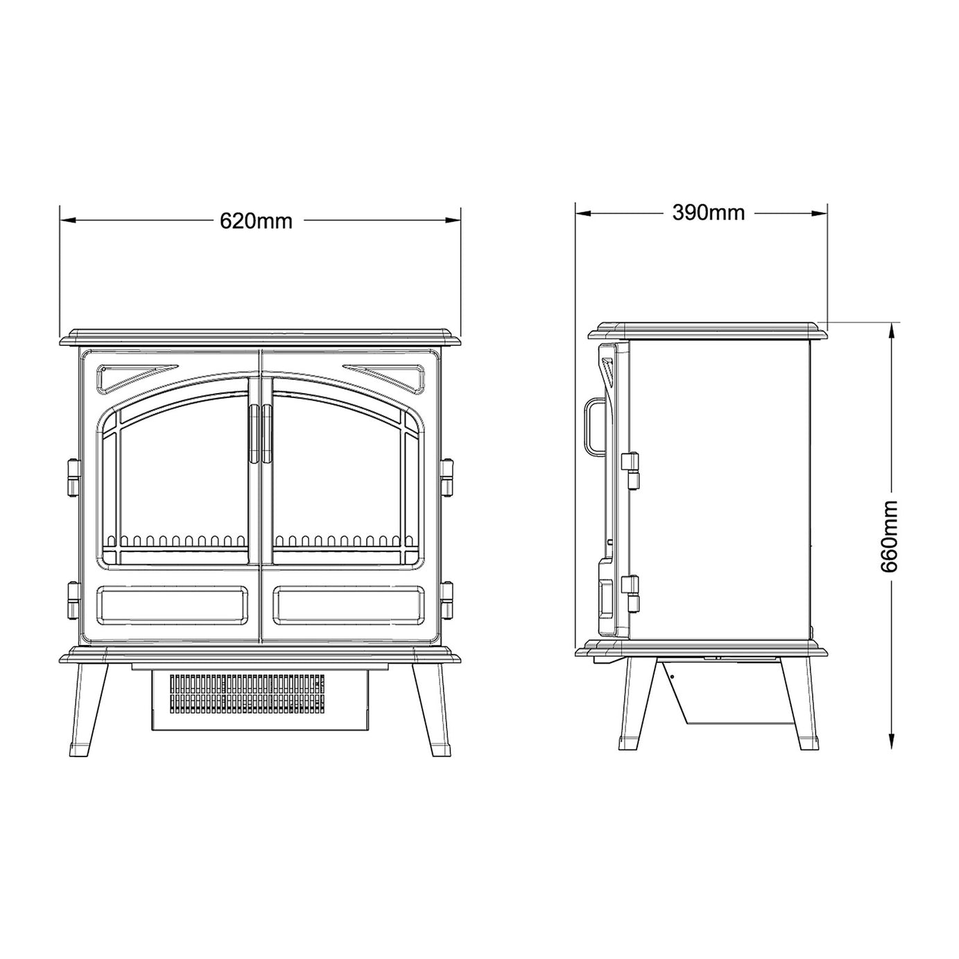 Dimplex Electric Stove Heater Fire Classic Style Log Effect Black Matt LED 2kW - Image 4