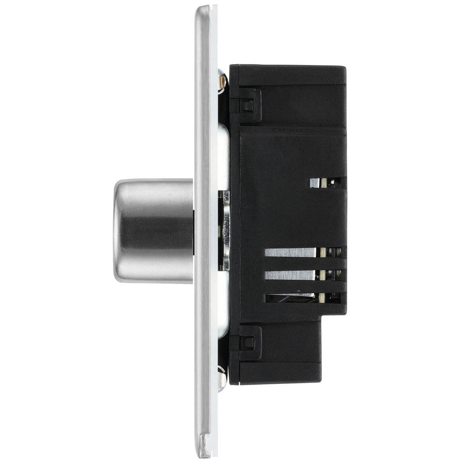 Dimmer Switch 3 Gang 2 Way Brushed Steel 400W Screwless LED Halogen Incandescent - Image 5