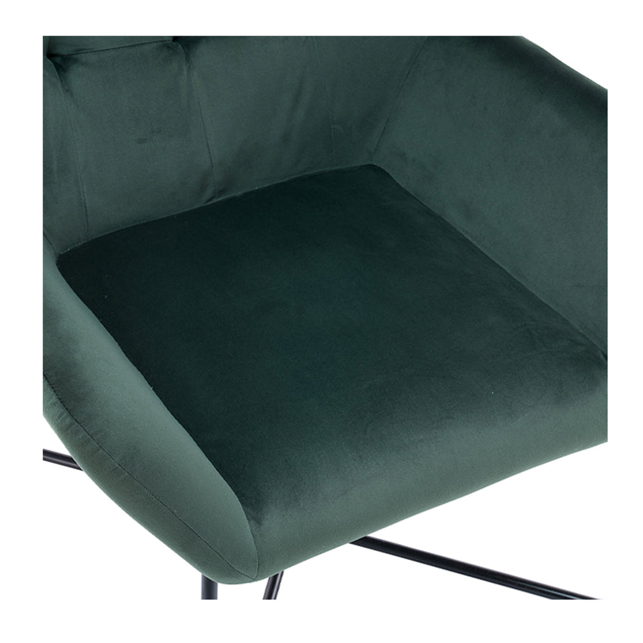 Turio Chair With Armrest Forest Green Velvet Effect 750x865x800mm - Image 3