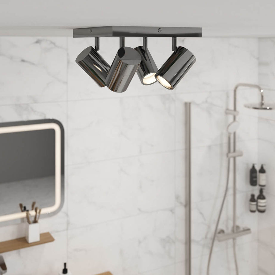 Bathroom Spotlight Square Plate Ceiling 4 Way Chrome Modern IP44 5W - Image 2