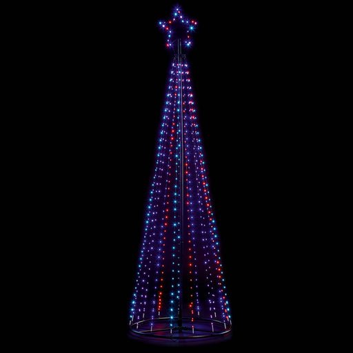 Christmas LED Tree Decoration Multicolour Pyramid Festive Indoor Outdoor (H)2.1m - Image 1