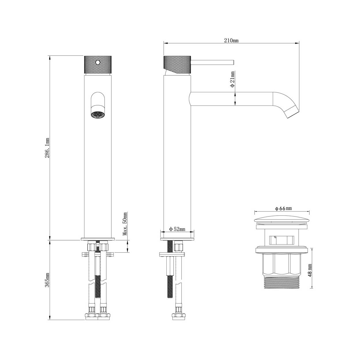 Basin Mono Mixer Tap Satin Brass Effect Round Deck-Mounted Manual Single Lever - Image 4