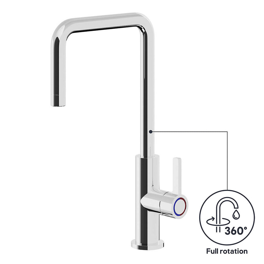 Kitchen Sink Tap Mixer Chrome Side Single Lever Swivel Spout Contemporary Faucet - Image 8
