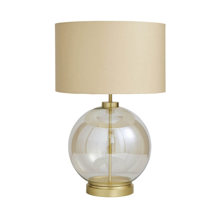 Table Lamp Satin Champagne Brass Effect Round Bedside Living Room Bedroom 42W - Image 3