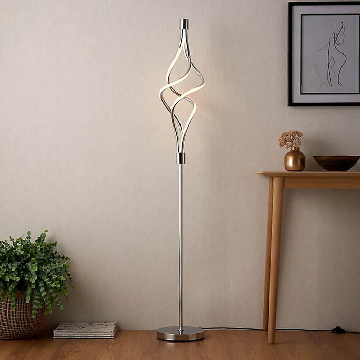 LED Floor Lamp Chrome Effect Warm White Contemporary Work Reading Living Room - Image 2