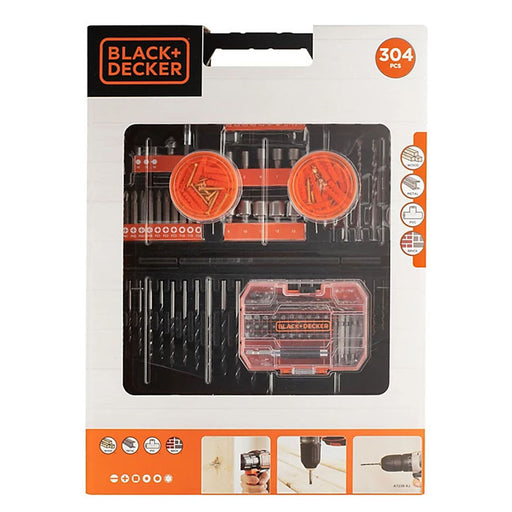 Black+Decker Screwdriver Bit Set 304 Pieces Accessory Kit Round Mixed Drill HSS - Image 1