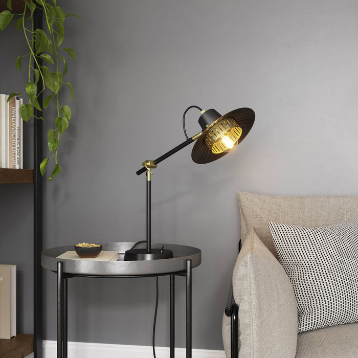 Table Lamp Des Light Matt Black Gold Modern Retro Industrial Open Shade - Image 2