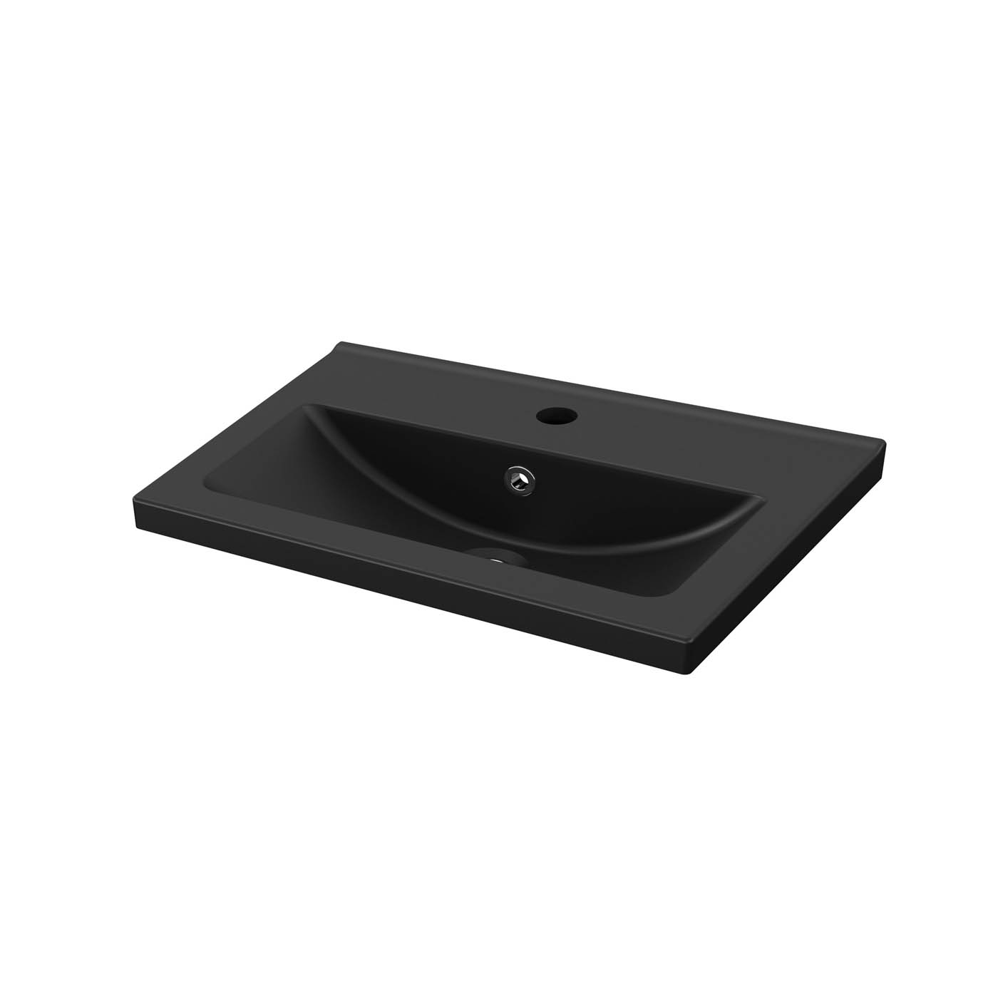 GoodHome Vanity Basin Nira slim Matt Black Rectangular (W)60.4cm - Image 4