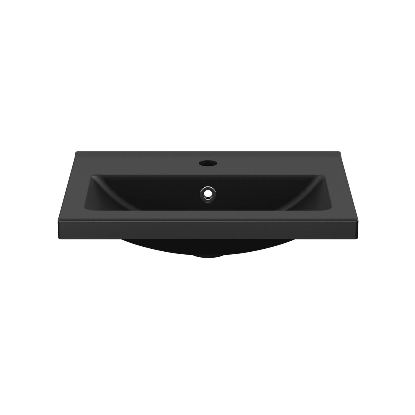 GoodHome Vanity Basin Nira slim Matt Black Rectangular (W)60.4cm - Image 6