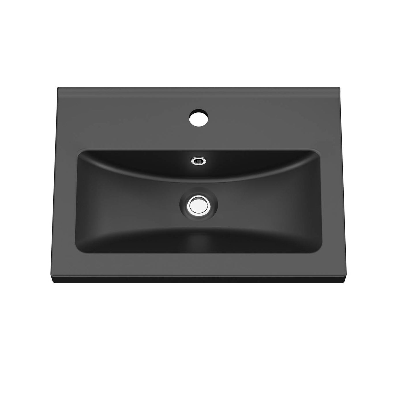 GoodHome Vanity Basin Nira slim Matt Black Rectangular (W)60.4cm - Image 7