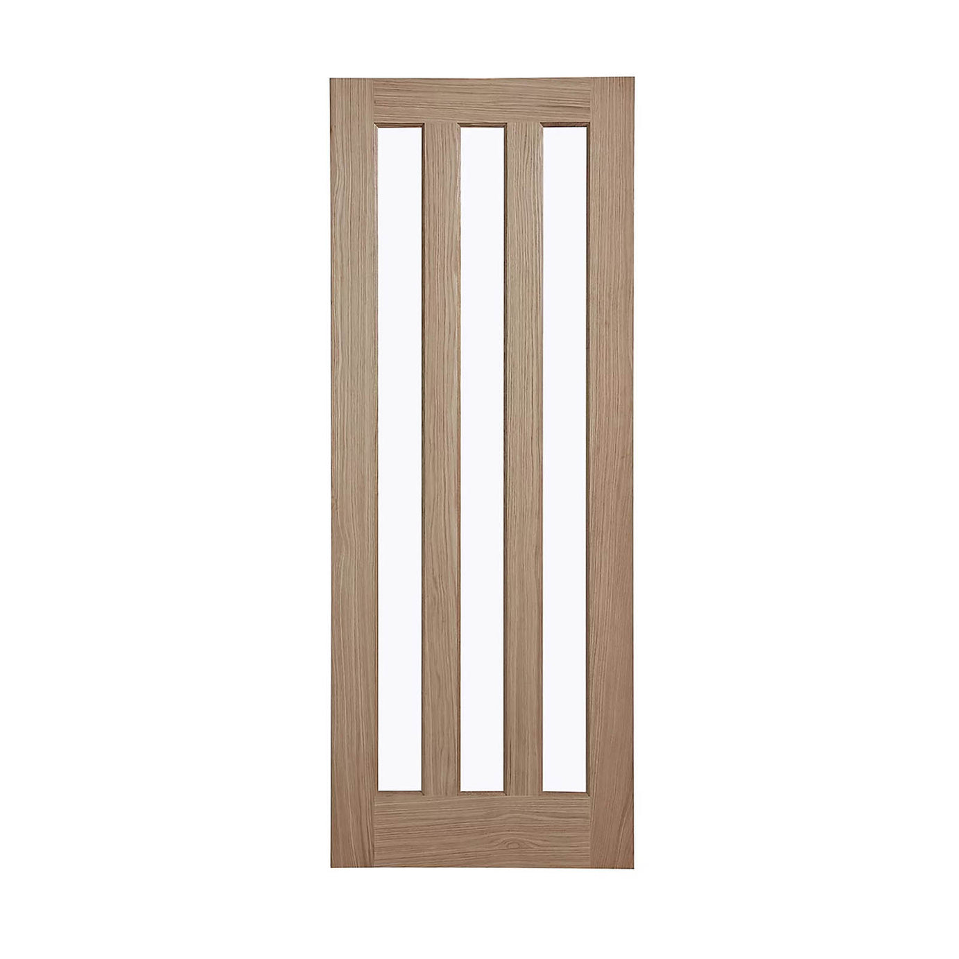 Fortia Internal Door Timber Vertical Clear Glazed Natural Oak Veneer Reversible - Image 1