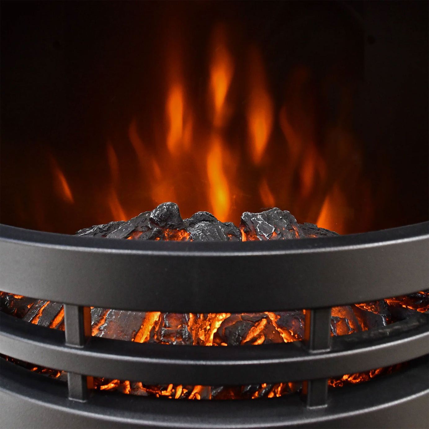 Be Modern Electric Stove Orba Tall Modern Design 2kW Black Matt LED Flame Effect - Image 2