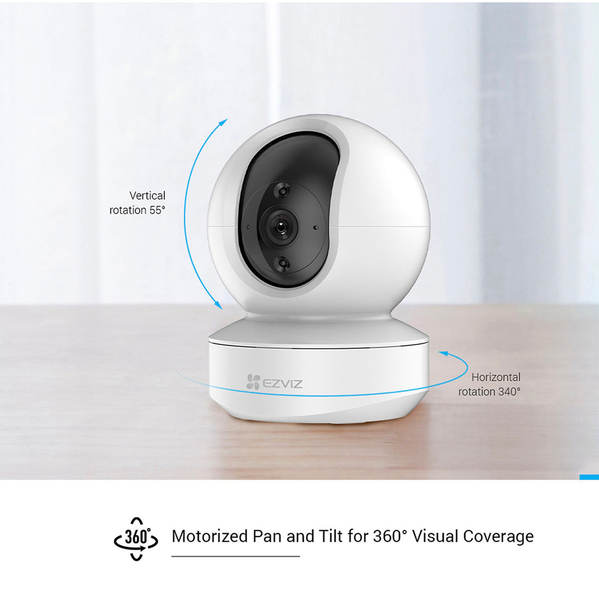 EZVIZ Indoor IP Camera TY1 Smart Pan Tilt Wired Home Security White - Image 3