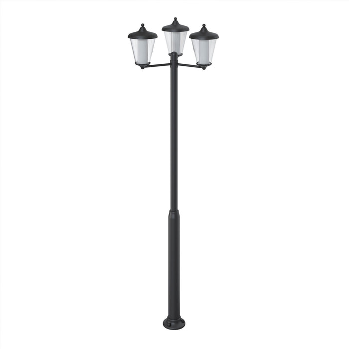 LED Post Light 3 Way Electric Garden Outdoor Lantern Dark Grey 3000lm 33W H210cm - Image 1