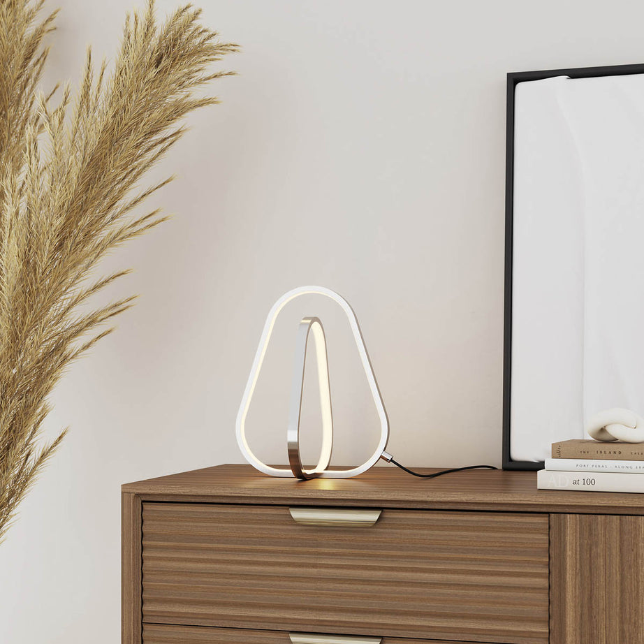 Table Lamp Integrated LED Twisted Pendant Polished Chrome Effect Dimmable Modern - Image 1
