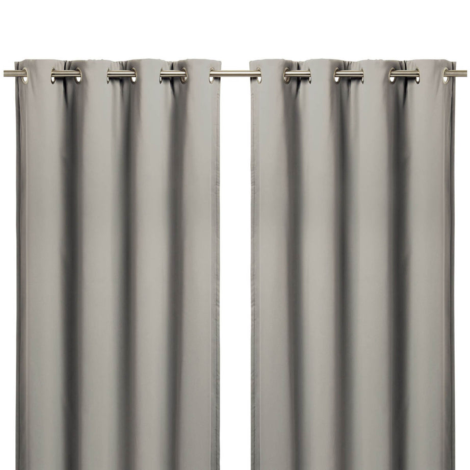 Vestris Blackout Curtain Eyelet Taupe Plain Thermal Satin (W)167cm (L)228cm Pair - Image 1