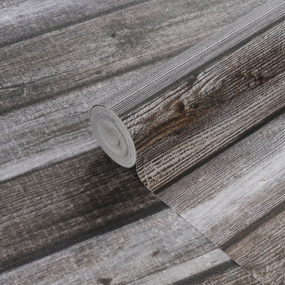 Mural Wallpaper Matt Grey Panelled Wood Effect Smooth Removable Washable 4.45m² - Image 2