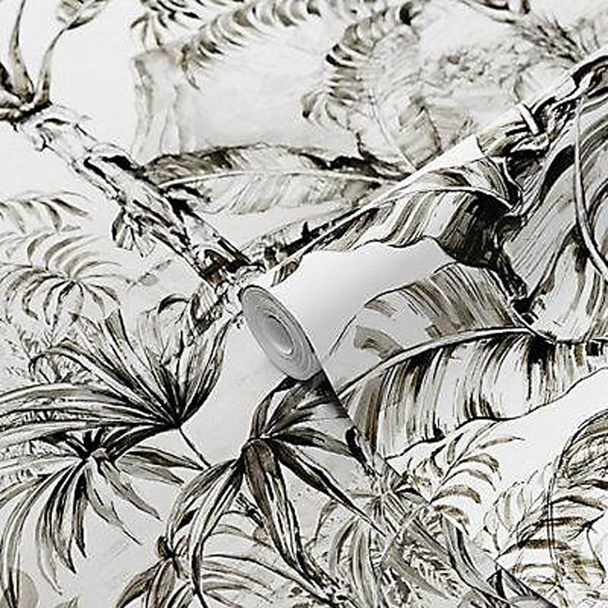 Mural Wallpaper Matt Black White Tropical Jungle Removable Washable 4.45m² - Image 3