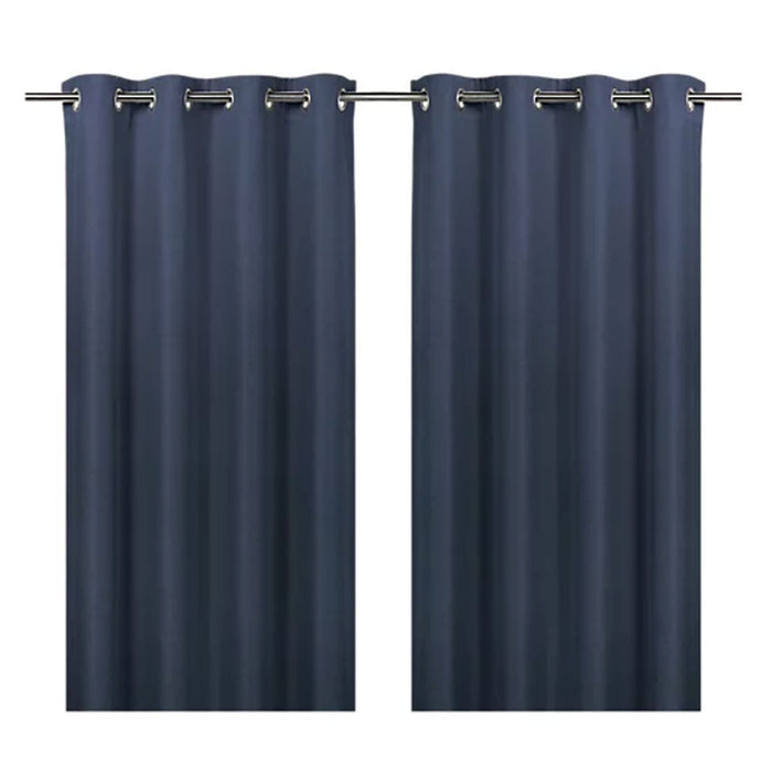 Eyelet Curtains Pair Blackout Navy Lined Ready Made Ring Top (W)167x(L)183cm - Image 1