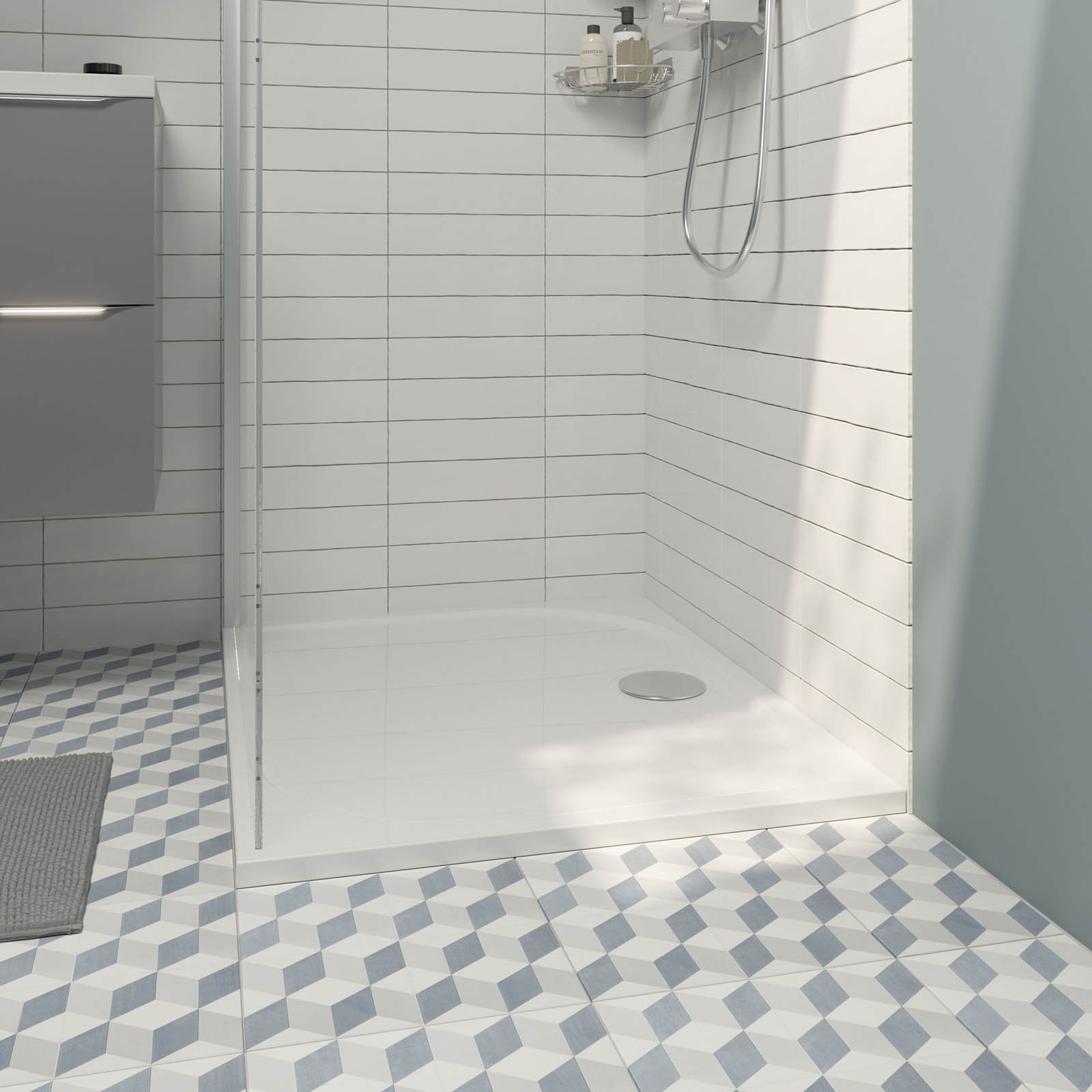 GoodHome Shower Tray Gloss White Reversible drainer (L)800x (W)1000x (H)28mm - Image 2