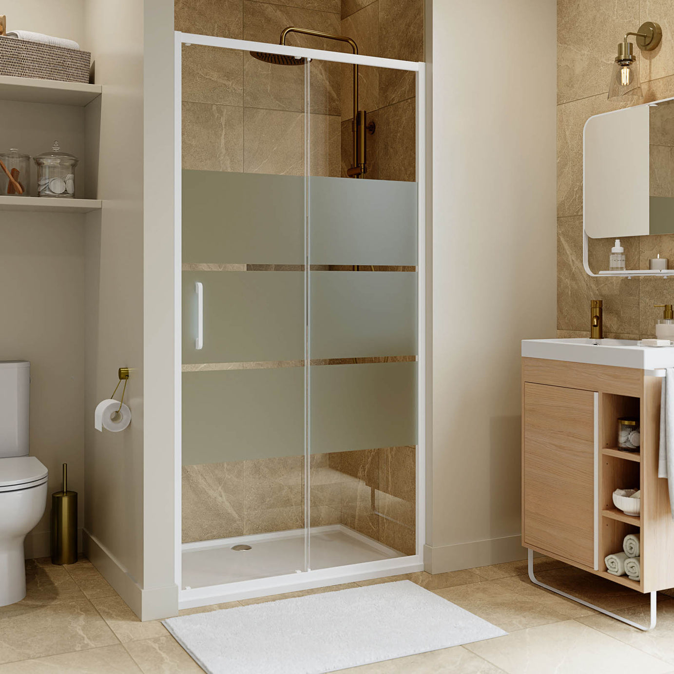 Shower Tray Gloss White Rectangular Reversible Drainer 28mm Bathroom Modern - Image 7