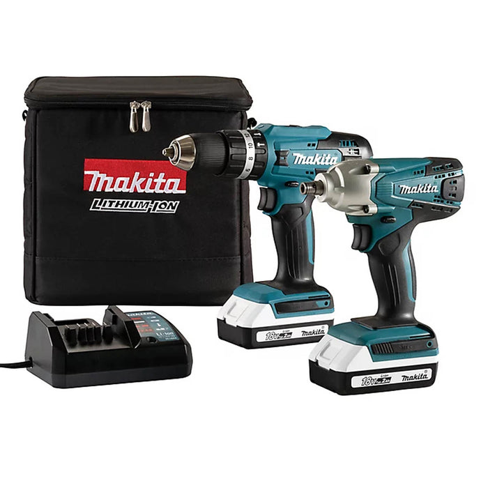 Makita Combi Drill Impact Driver Kit Cordless 18V 2x2Ah Li-ion DK18922AX2 - Image 1