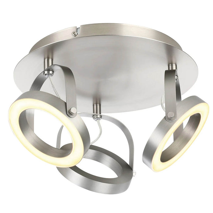 LED Ceiling Spot Light Plate 3 Way Satin Nickel Effect Dimmable Warm White 400lm - Image 4