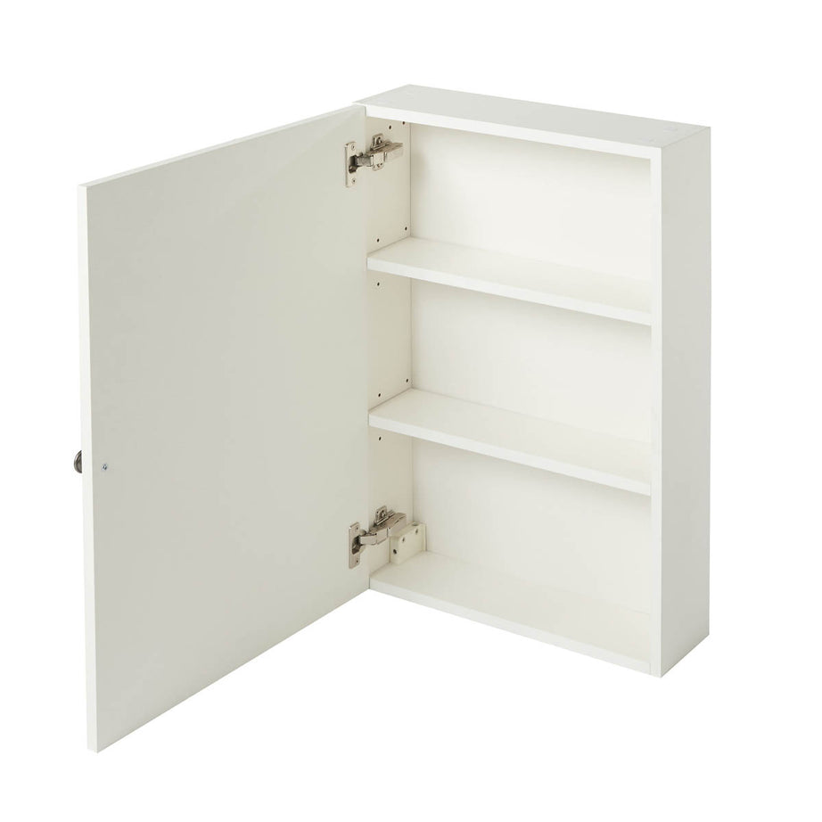 Bathroom Cabinet Wall Mounted Mirrored Single Satin White (W)500 (H)700mm - Image 3