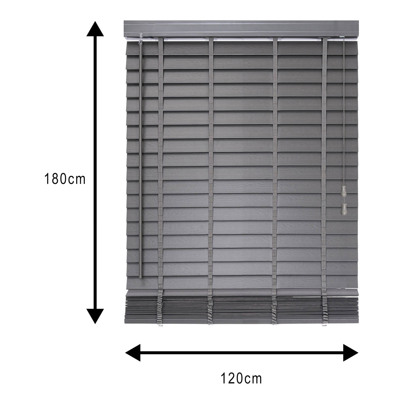 Venetian Blind Lone Grey Corded Woodgrain Effect PVC (W)120cm (L)180cm - Image 3