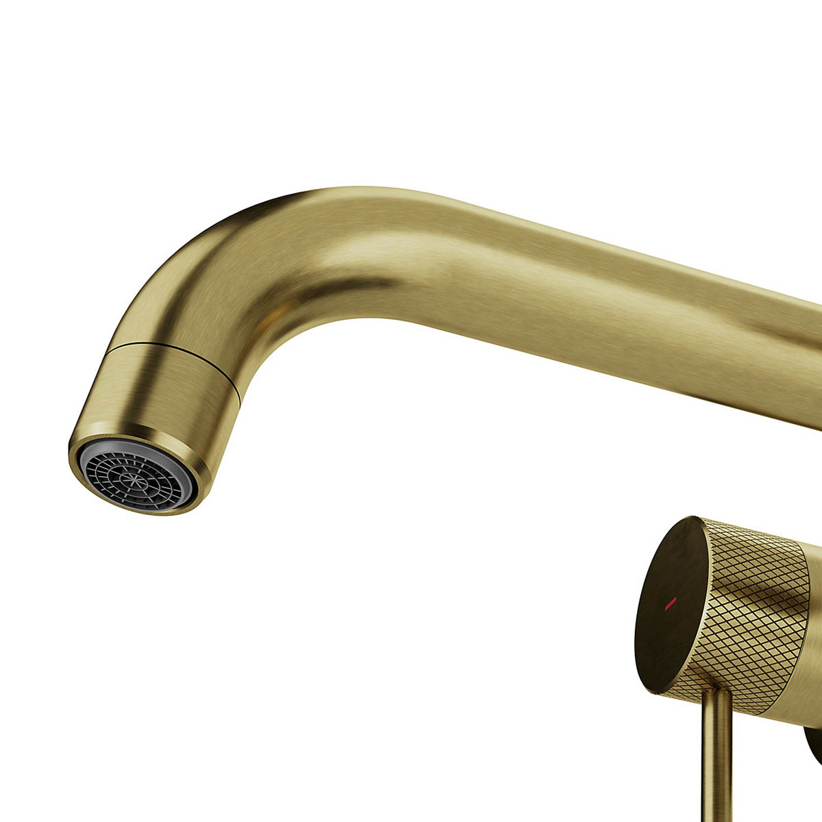 Basin Tap Mono Mixer Double Lever Gold Plated Round Wall Mounted Waste Modern - Image 4