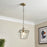 LED Pendant Ceiling Light Antique Brass Geo Glass Shade adjustable Drop Dia 21cm - Image 2