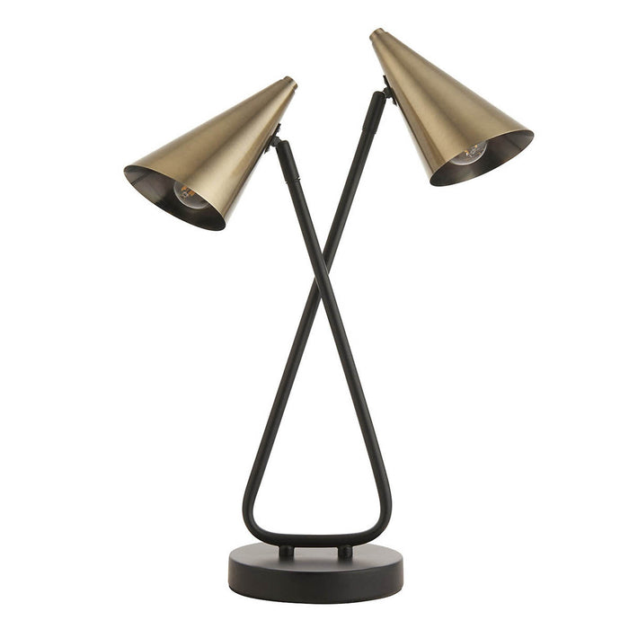 Table Lamp LED 2 Light Dual Shade Steel Matt Black Antique Brass Modern - Image 2