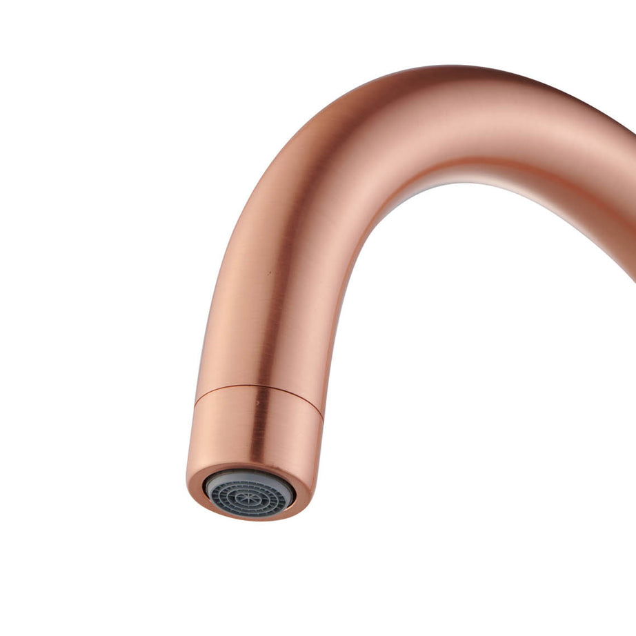 Kitchen Tap Mixer Single Side Lever Copper Effect Swivel Spout Modern Faucet - Image 3