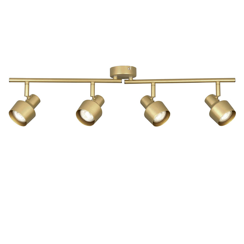 Spotlight Bar 4 Light Steel Satin Gold Effect Adjustable Heads Dimmable Modern - Image 2