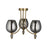 LED Ceiling Light 3 Way Multi Arm Smoked Glass Shades Antique Brass Effect - Image 3